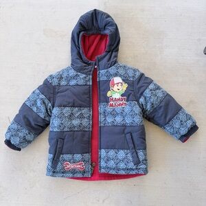 Kids handy manny reversible Puffer Jacket - Navy and Red